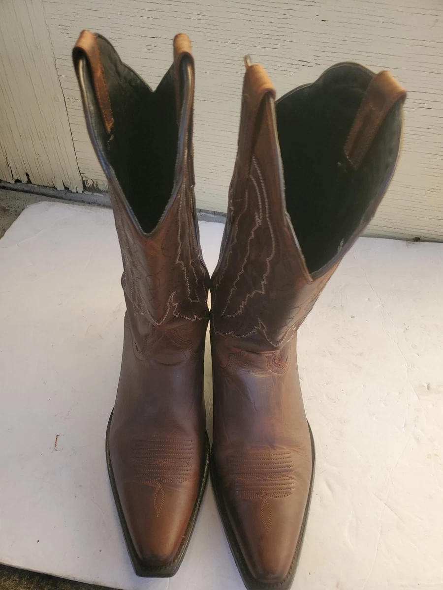 Bottes Justin Boots Dillon - Bout Carré Cuir De Vache - Marron - Taille Large (E) - Neuf Avec Emballage