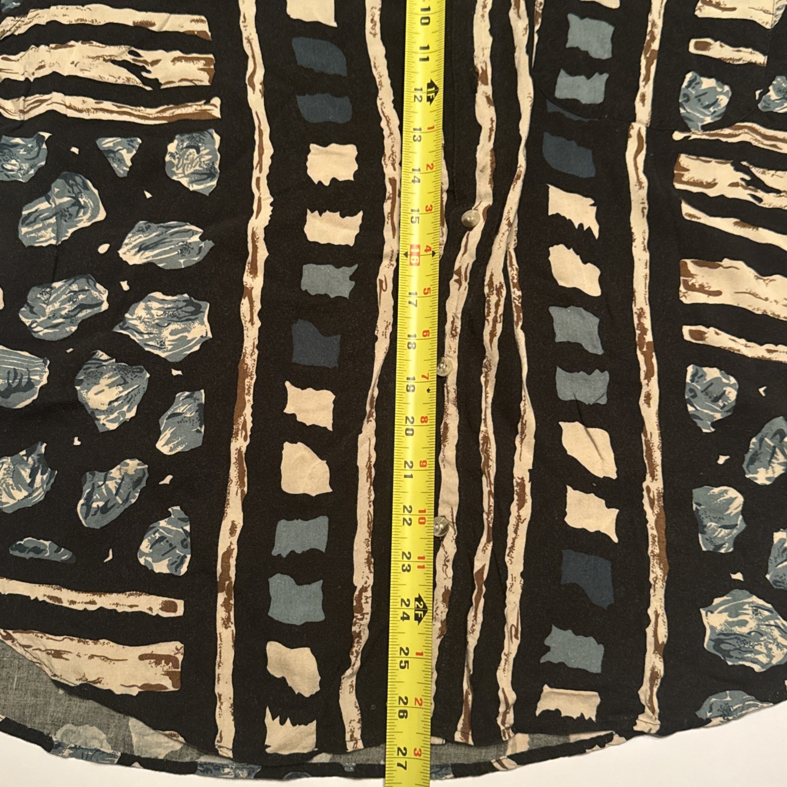 Thums Up For Him Mens Vintage XL Rayon Shirt Abstract Geometric Tribal Print image 5