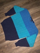 VTG Cambridge Classics Mervyns Men  s Blue Colorblock Cable Knit Sweater Size L