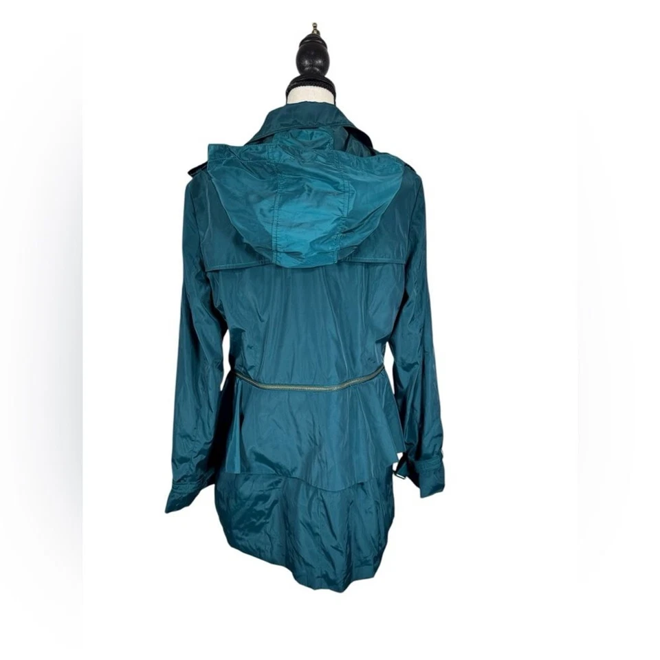 Betsey Johnson Teal Convertible Anorak Peplum Jacket Size L - Image 3 of 4