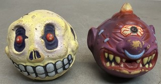 2 Madballs Vintage • Gross Monster Toy 1985 Skull Face & Horn Head