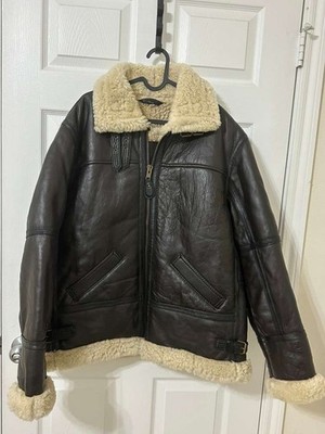Schott Type B-3 Leather Flight Bomber Jacket Mouton Sheepskin  Brown USA XXL