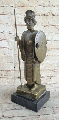 Handcrafted Art Persian Warrior King Bronze Sculpture Marble Base Figurine Sale