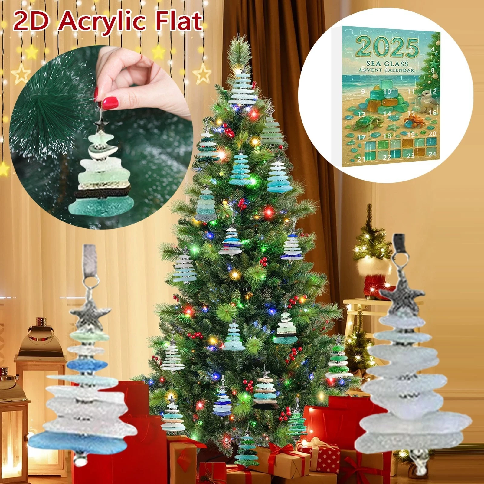 2025 Seashell Christmas Tree Calendar Countdown Blind Box With 24 Collectible
