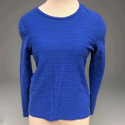 Laura Scott Blue Knit Crew Neck Pullover Sweater Women's Size Small fast shippin