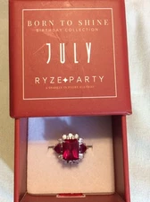 RYZE Cherry Bomb Crystal & White Frost CZ  Sterling Silver  Ring SZ 5 NIB