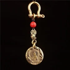 尼泊尔西藏复古民族风格黄铜无相佛十相自在钥匙扣