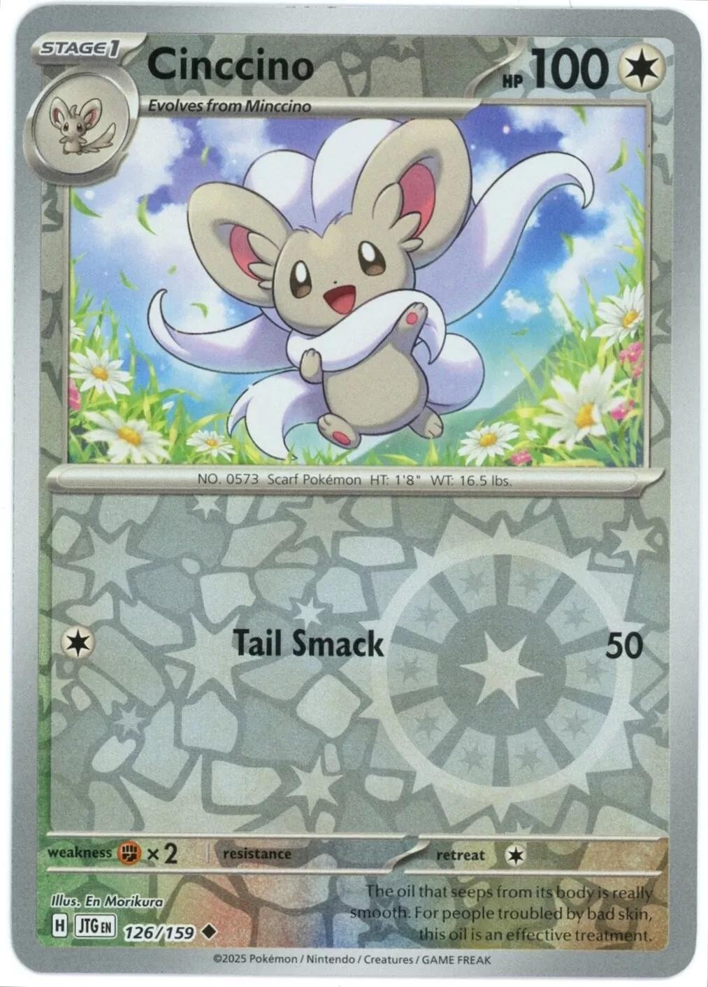 Cinccino (126/159) Reverse Holofoil Uncommon NM JTG Journey Together Pokemon TCG