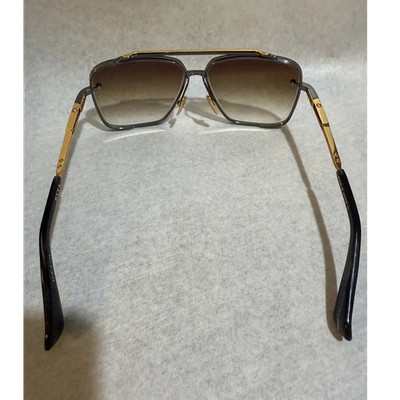 DITA DTS121-205 Square Oversized Sunglasses Black Gold Metal Brown Gradient Lens