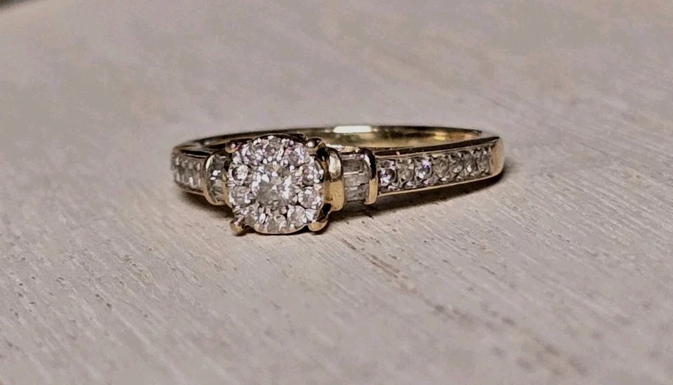 $1799~Kay Jewelers 10k Yellow gold Halo Diamond cluster pave Engagement Ring - Image 4 of 4