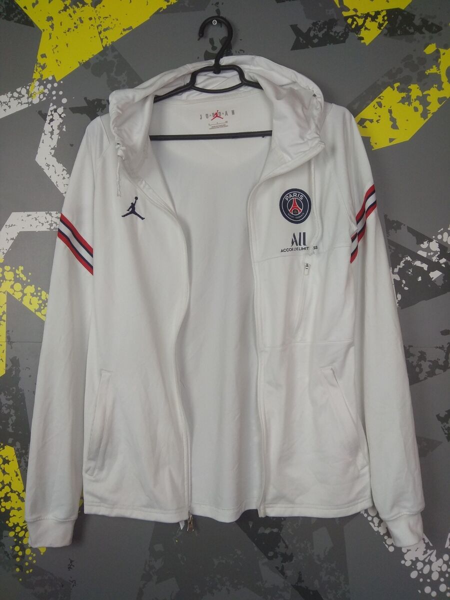 PSG Training Jacket With Zipped Hood White Jordan Polyester PSG Training Jacket With Zipped Hood White Jordan Polyester