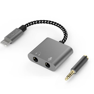 Lightning to 3.5mm TRS Microphone Adapter with Headphone Jack Compatible with...