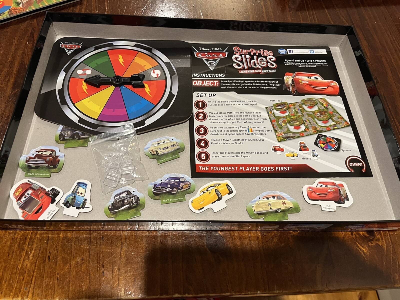 Disney CARS Racing Board Game SURPRISE SLIDES Lightning McQueen Cruz ...