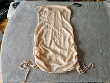 Womens PLT Champagne Satin Ruched Side Strappy Bodycon Dress Size 8 BNWT