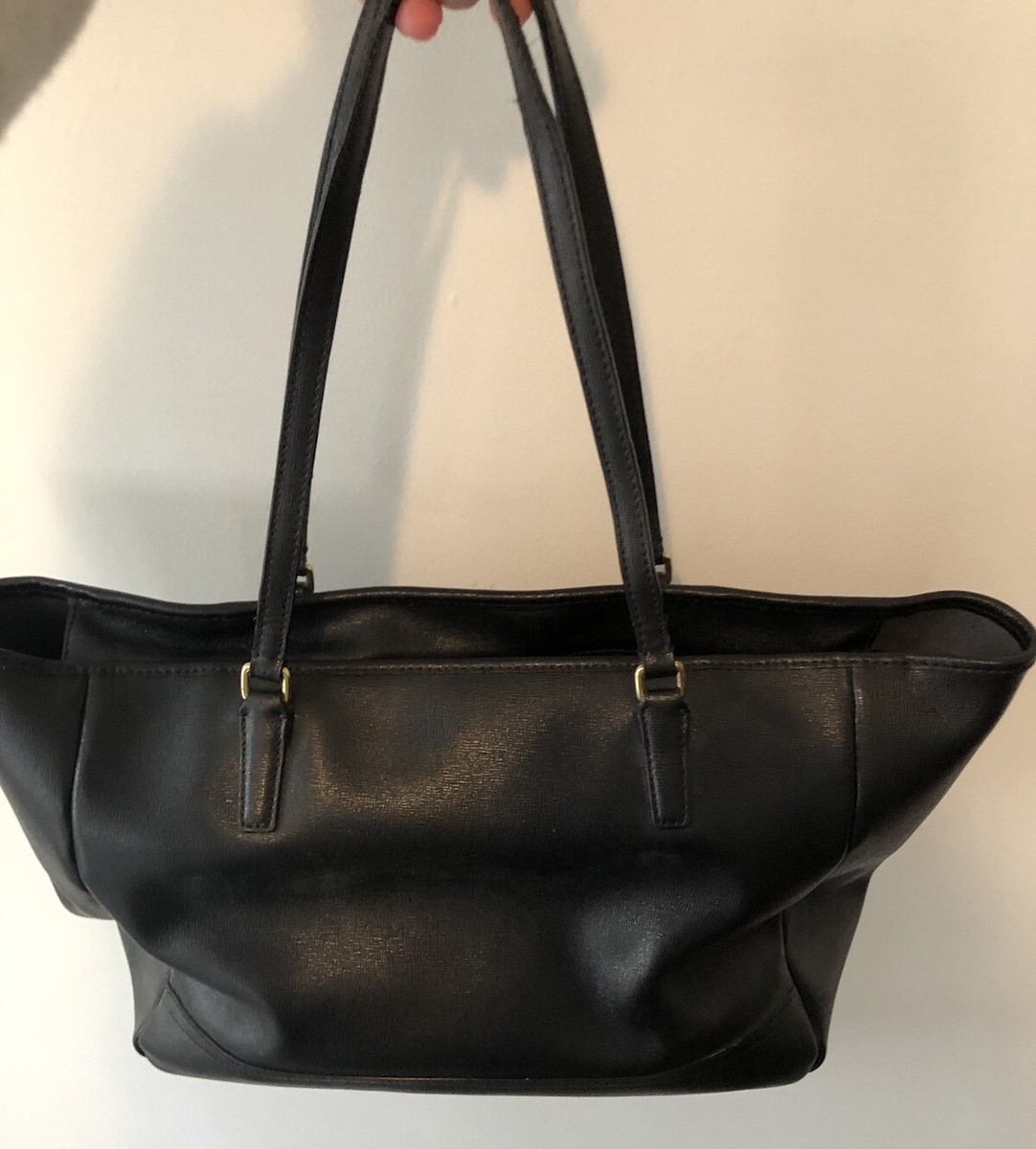 専用3 Coach 23576 Black Saffiano Leather E/W Tote Handbag GUC | eBay