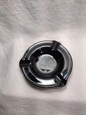 Vintage Mid Century Hall Pottery Black Round Ashtray #615 trinket dish