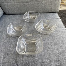 Vintage Nachtmann Germany Crystal Bowls Set of 4 Wavy Lines Square 