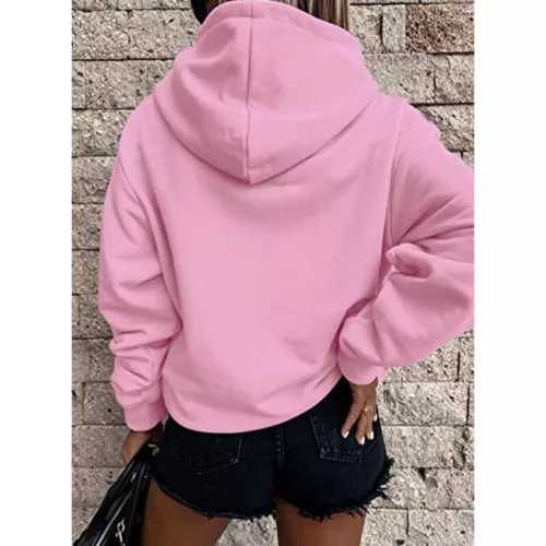 Ladies Loose Fit Long Sleeve Pullover Women Fall Warm With Pocket Hooded Tops - Picture 18 of 80