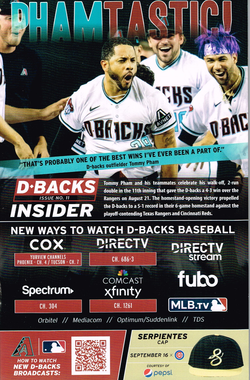 2023 Diamondbacks Dbacks Insider Program Issue #11 Magazine - Tommy Pham | eBay