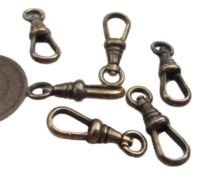 1 Vtg Swivel Clip. Dark Gold/ Bronze. Pocket Watch Chain End Clasp/ Dog Clip.