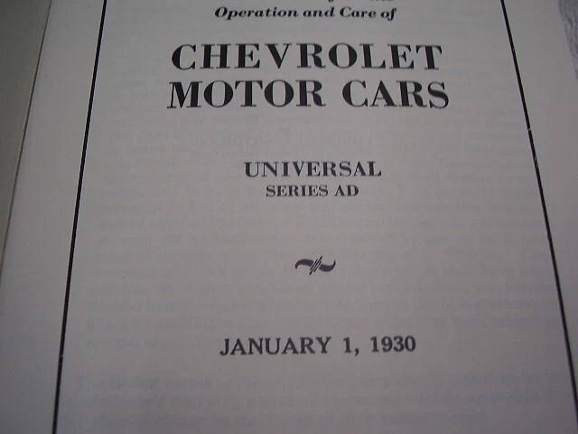 Chevrolet 1930 anuncio universal manual del propietario franqueo gratuito Foto 2 de 2