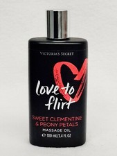 1 Victoria's Secret LOVE TO FLIRT Clementine Peony Body Massage Oil 3.4 oz Glass
