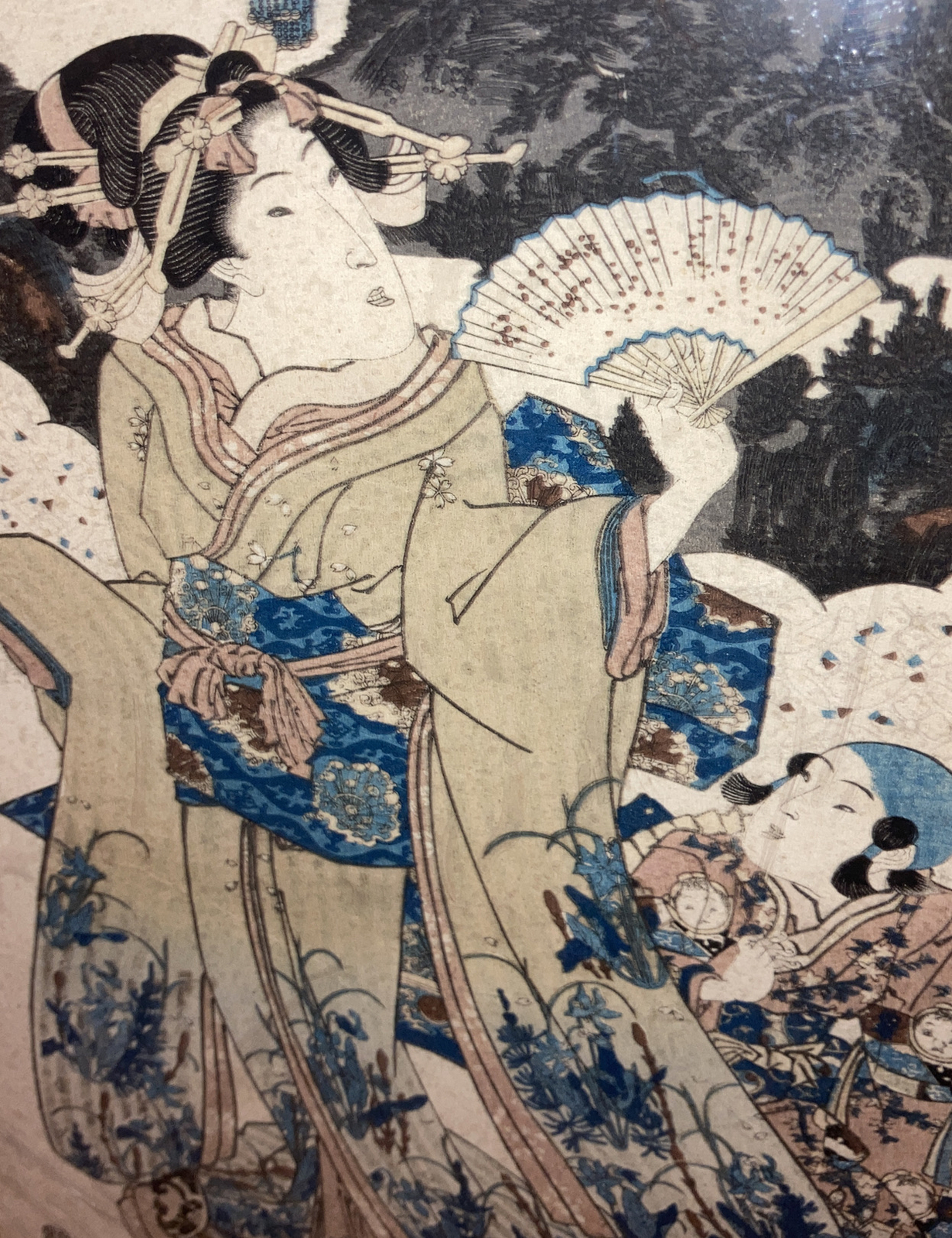 Utagawa Kunisada 1786 1865 Antique Japanese woodblock Geisha girl landscape