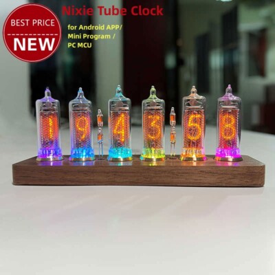 IN16 Black Walnut Glow Tube Clock Retro Steam Punks Nixie Tube Clock Support APP