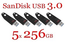 LOT 5x SanDisk 256GB Cruzer Ultra USB 3.0 Flash Drive SDCZ48-256G read 150 MB/s