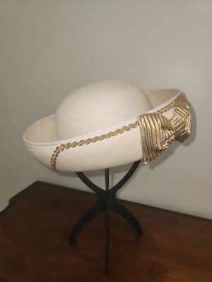 Vintage Kathy Jeanne Straw Bow Hat Vintage Kathy Jeanne Womens Straw Boater Hat Embroidered  main image 3