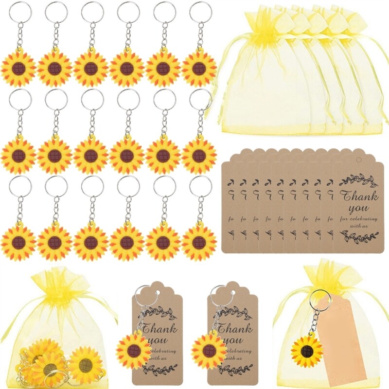 20 Sets Sunflower Keychain Organza Bags Thank You Kraft for Kid eBay
