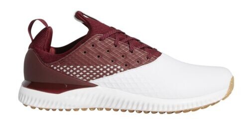 Men's Adidas Golf Adicross Bounce 2 Spikeless Golf Shoes, White/Burgund, 10M,NIB
