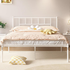 Full Metal Platform Bed Frame with Headboard, Heavy Duty Steel Slat Support, und