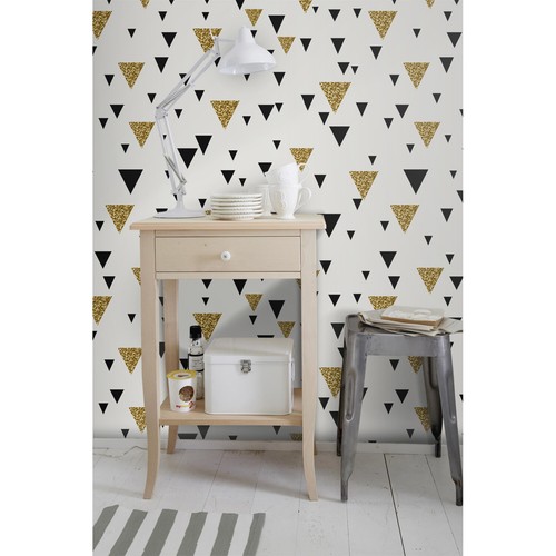 Geometric triangle Gold accent Peel and stick Removable Wallpaper Adhesive - Picture 8 of 9
