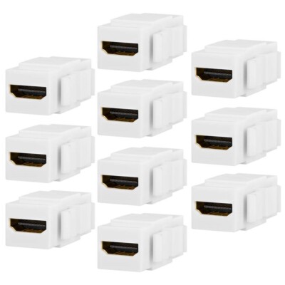 10x Keystone Jack White HDMI Female to Female Coupler for Patch Panel Wall Plate