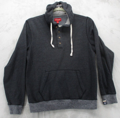 UnionBay Hoodie Sweatshirt Men's Medium Dark Gray 1/4 Button