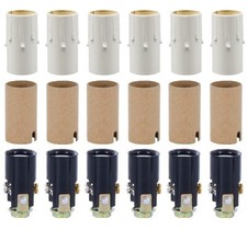 Candelabra Socket Kit with 1 3/4" White Drip Candle Covers, Set of 6