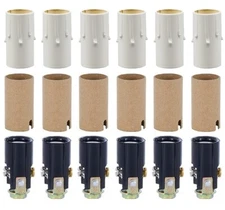 Candelabra Socket Kit with 1 3/4" White Drip Candle Covers, Set of 6