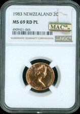 1983 New Zealand 2 Cents NGC MS69 RD PL Quality