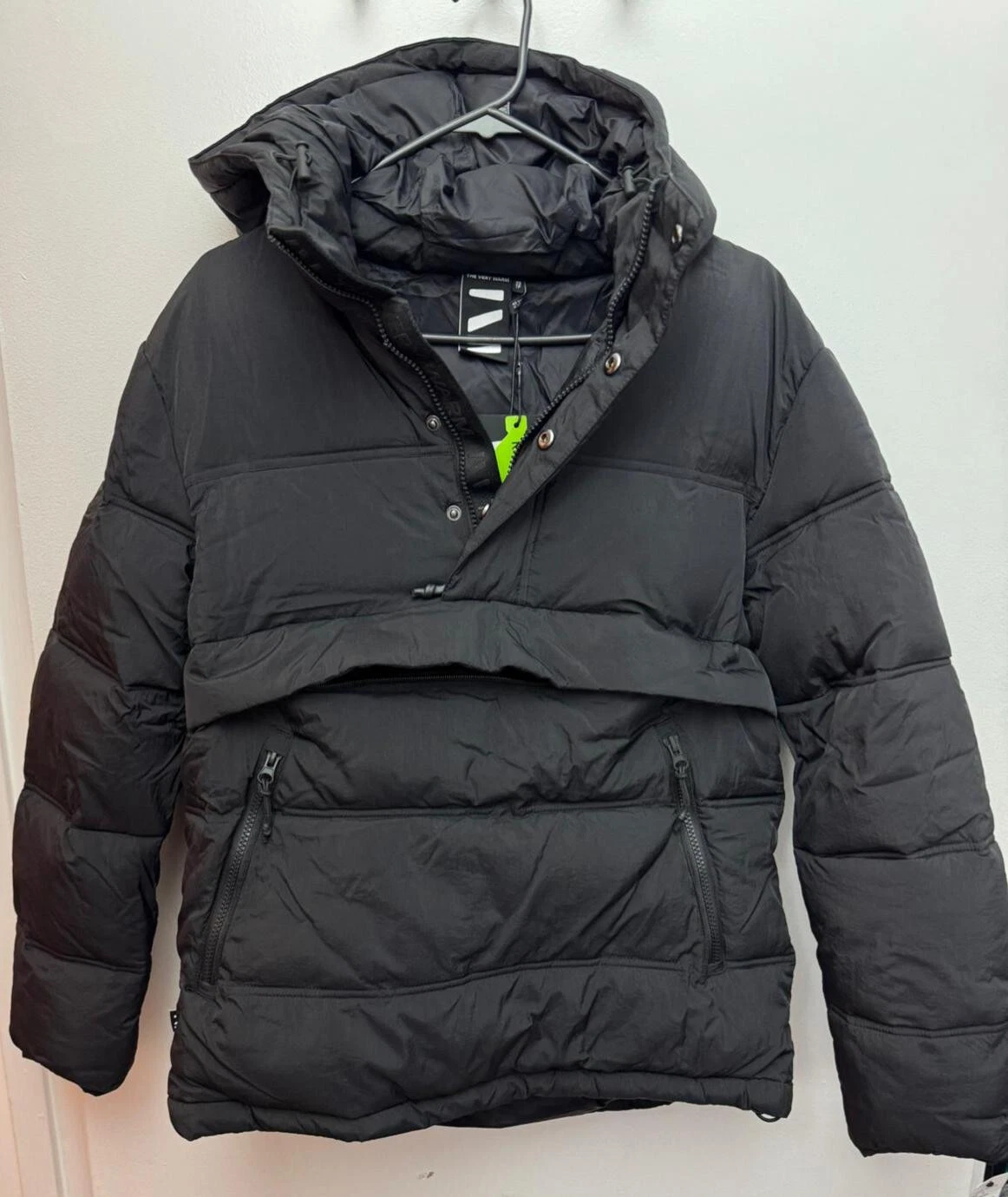 THE VERY WARM Unisex Packable Pullover Puffer Black Jacket (Size XS)