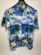Men  s VINTAGE Evergreen Island Made In Hawaii Hawaiian Button Up Shirt  L EUC