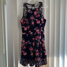 Rewind Navy & Red Floral Sleeveless Spring Dress Size XL