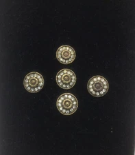 5 Elegant Vintage Buttons Heavy Goldtone  Metal w/ 12 Rhinestones 3/4” Rosette