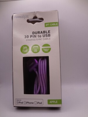 Powerxcel Durable 30 Pin to USB Charge/Sync Cable 3 foot , Nylon, 2.0 USB APPLE