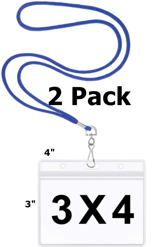 2 Pack Vaccination Vaccine Card Holder Zip Lock w Lanyards Record ID Work School