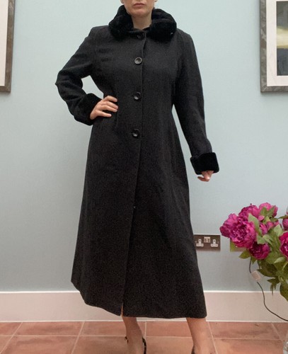 black maxi coat wool