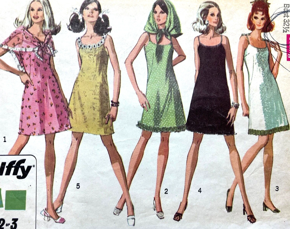 Vintage 1960s Dress Pattern MINI SLIP DRESS SUNDRESS Simplicity 8241 Sz10  B32