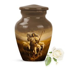 Shepherd Keepsake: Stately Sizeable Memorial Urn For Ashes Keepsake