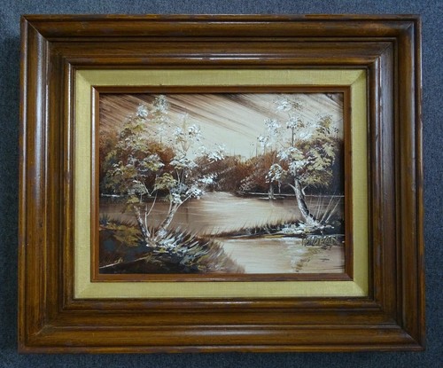 Arte Pintura al Aceite HJ DEAN Original Firmado Enmarcado Paisaje Bosque 18" x 15" JDL-1 - Imagen 4 de 6