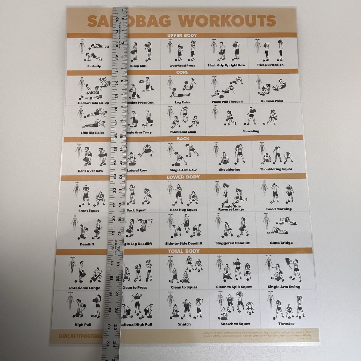 Poster Allenamento Sacco Sabbia QUICKFIT - Laminato, 45.7x61 Cm, Per Palestra E Home Fitness - Foto 7